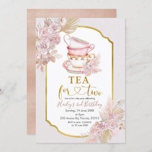 Boho Tea pour deux deuxièmes Invitation anniversai