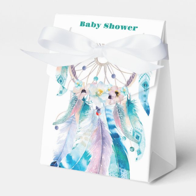 Boho Teal and Purple Dreamcatcher Baby Shower Geschenkschachtel (Vorderseite)