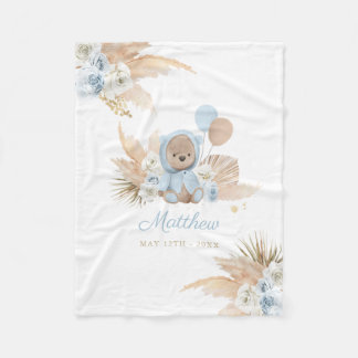 Boho Teddy Bear Baby Dusche Geschenk Boy Blue Bear Fleecedecke