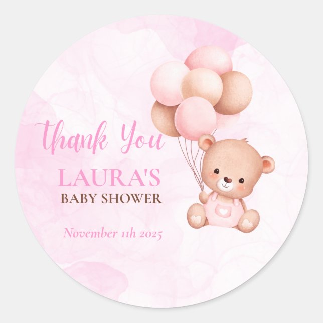 Boho Teddy Bear Baby Shower Runder Aufkleber (Vorderseite)