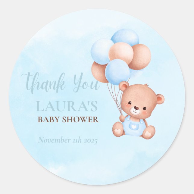 Boho Teddy Bear Baby Shower Runder Aufkleber (Vorderseite)