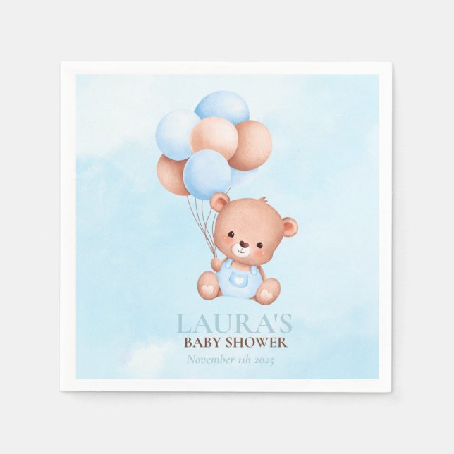 Boho Teddy Bear Baby Shower Serviette (Vorderseite)