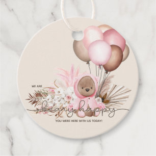 Boho Teddy Bear & Balloons Bearly Wait Baby Dusche Geschenkanhänger