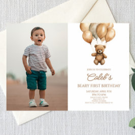 Boho Teddy Bear Beary Erster Geburtstag Party Einladung