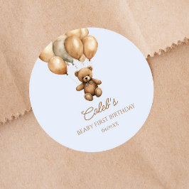 Boho Teddy Bear Beary Erster Geburtstag Party Runder Aufkleber