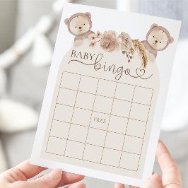 Boho Teddy Bear Bingo Baby Showspiel Einladung
