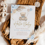 Boho Teddy Bear Boy Blue Bearly Wait Baby Dusche Einladung<br><div class="desc">Boho Teddy Bear Boy Blue Bearly Wait Baby Shower Einladung Alle Designs sind © PIXEL PERFECTION PARTY LTD</div>