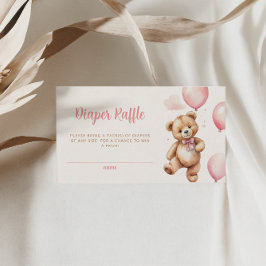 Boho Teddy Bear Diaper Raffle Baby Dusche Begleitkarte