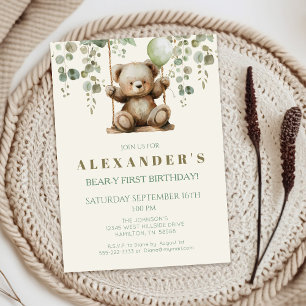Boho Teddy Bear Geburtstagsparty Einladung
