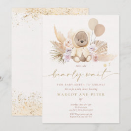 Boho Teddy Bear Gender Neutral Bear Baby Dusche in Einladung