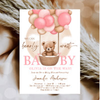 Boho Teddy Bear Girl Pink Bearly Wait Baby Dusche