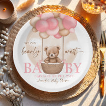Boho Teddy Bear Girl Pink Bearly Wait Baby Dusche