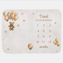 Boho Teddy Bear mit Balloons Baby Milestone