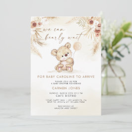 Boho Teddy Bear Pampas Grass Baby Showeinladung Einladung