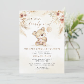 Boho Teddy Bear Pampas Grass Baby Showeinladung Einladung