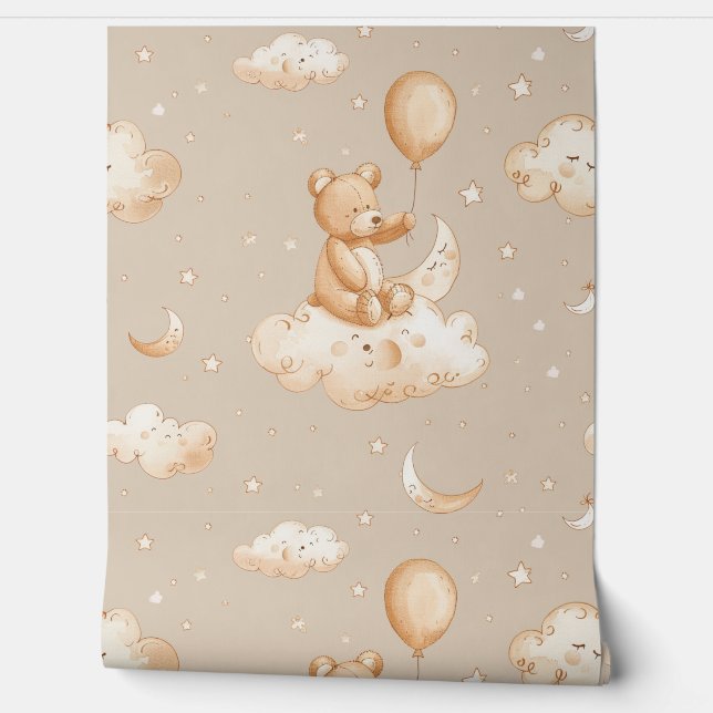 Boho Teddy Bear Pattern Baby Kinderzimmer Room Tapete (Abrollen)