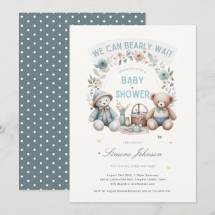 Boho Teddy Bear Picnic Baby Shower Themed Boys Einladung
