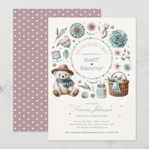 Boho Teddy Bear Picnic Baby Showthema Unisex Einladung