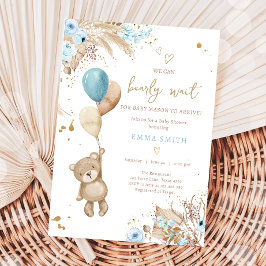 Boho Teddy Bear Picnic Boy Blue Baby Dusche Einladung