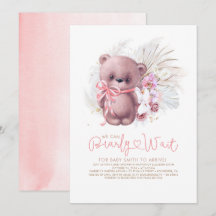 Boho Teddy Bear Pink Bearly Wait Girl Baby Dusche