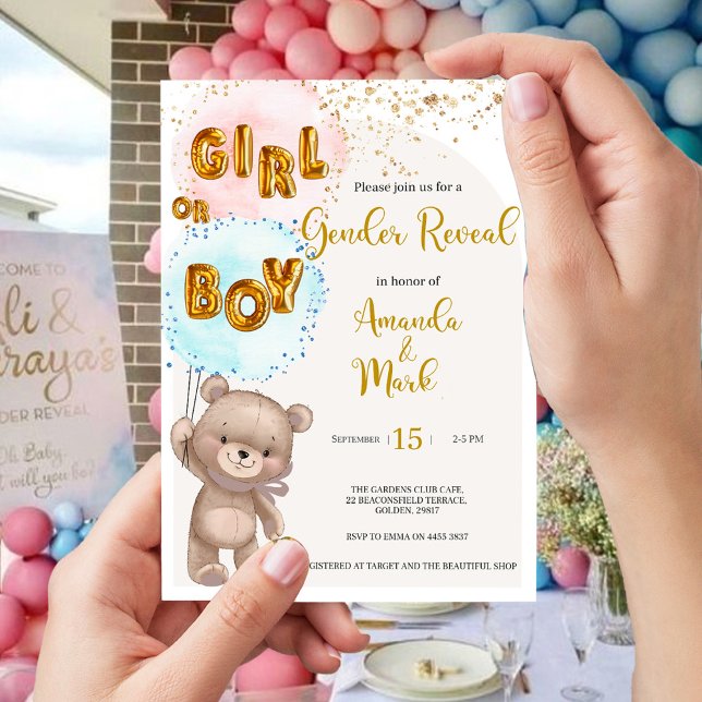 Boho Teddy Bear Sexe Reveillez Invitation (Créateur téléchargé)