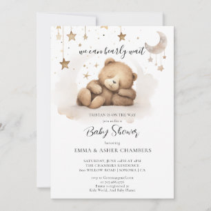 Boho Teddy Bear Stars Moon Babydusche Einladung