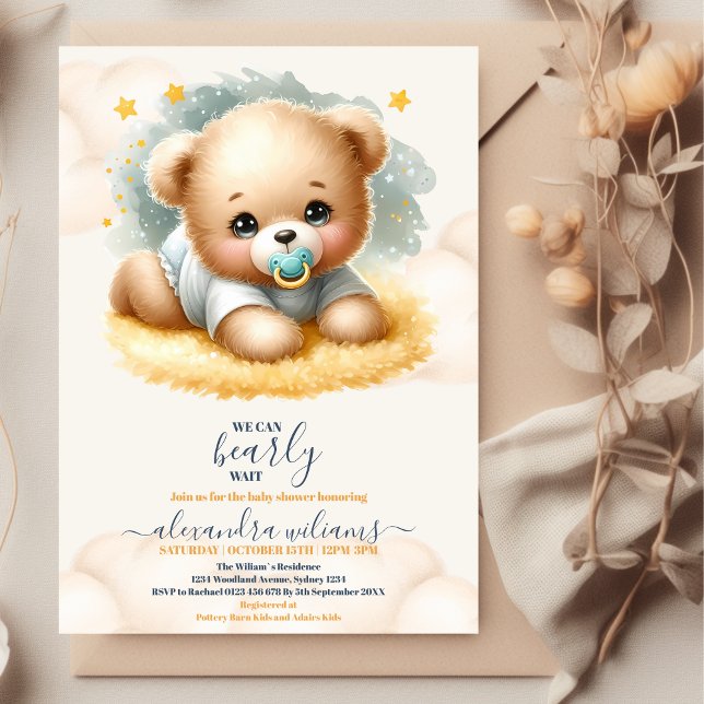 Boho Teddy Bear wir können frühes Abwarten Baby Du Einladung (Von Creator hochgeladen)