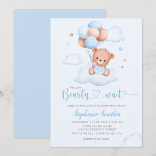 Boho Teddy Bear wir können frühzeitig abwarten Bab Einladung