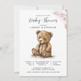 Boho-Teddybär-Baby-Party Einladung