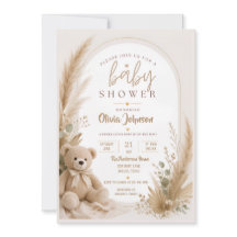 Boho-Teddybär-Baby-Shower-Einladung