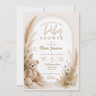 Boho-Teddybär-Baby-Shower-Einladung Save The Date