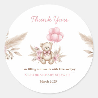 Boho-Teddybär-Baby-Shower-Mitgebringesel Klassisch Runder Aufkleber