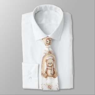 Boho-Teddybär-Regenbogen-Neutrales-Blumenmuster Krawatte