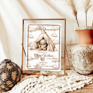 Boho-Teddybär-Themen-Einladung zur Babyparty Einladung