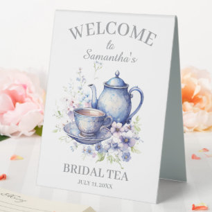 Boho-Teekanne Floral Blau Brautjungfer-Teeparty Tischaufsteller