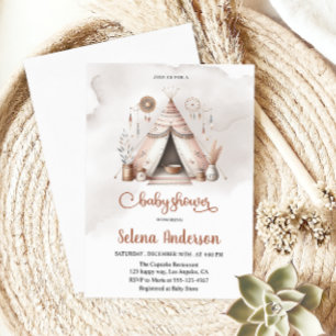 Boho Teepee Baby Shower Einladung