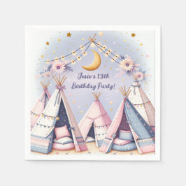 Boho Teepee Girly Sleepover Slumber Party Serviette