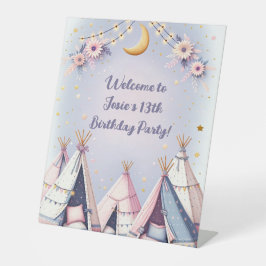 Boho Teepee Girly Sleepover Slumber Party Sockelschild