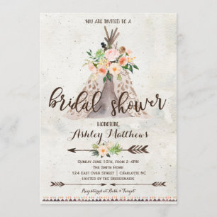 Boho TeePee nuptiale invitation à la douche
