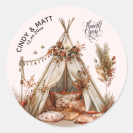 Boho Tent Vielen Dank Wedding Runder Aufkleber