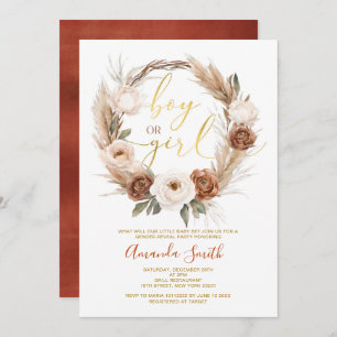 Boho Terracota Blume Junge oder Mädchen Gender Rev Einladung