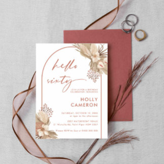 Boho Terracotta Arch Pampas Grass 60. Geburtstag Einladung