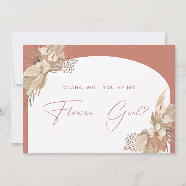 Boho Terracotta Arch Pampas Grass Blume Girl Card Einladung (Vorderseite)