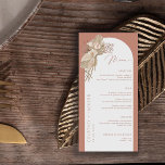 Boho Terracotta Arch Pampas Grass Menu Menükarte<br><div class="desc">Diese moderne Hochzeitskarte wurde für die Koordination mit unserer Boho Pampas Grass Collection konzipiert und besticht durch den trendigen und beliebten Bogen in Terrakotta-Farbtönen. Für eine erweiterte Anpassung dieses Designs, z.B. das Ändern des Layouts, des Schriftartes oder der Textgröße, klicken Sie bitte auf den obigen Button "KENNEN". Bitte kontaktieren Sie...</div>
