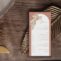 Boho Terracotta Arch Pampas Grass Menu