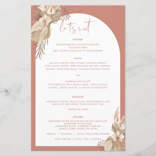 Boho Terracotta Arch Pampas Menu Grass