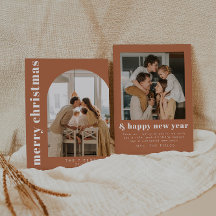 Boho Terracotta Arch Photo Famille Carte de vacanc