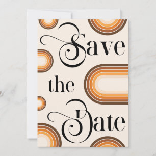 Boho Terracotta Arch & Retro Script Foto Wedding Save The Date