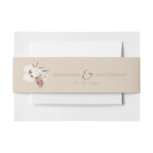 Boho Terracotta Beige Pampas Grass Floral Wedding Einladungsbanderole (Vorderseite Beispiel)