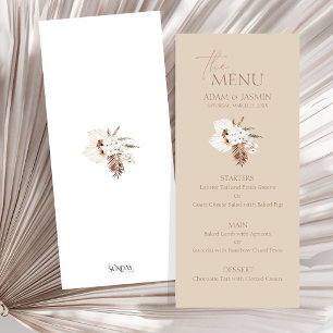 Boho Terracotta Beige Pampas Grass Floral Wedding Menükarte
